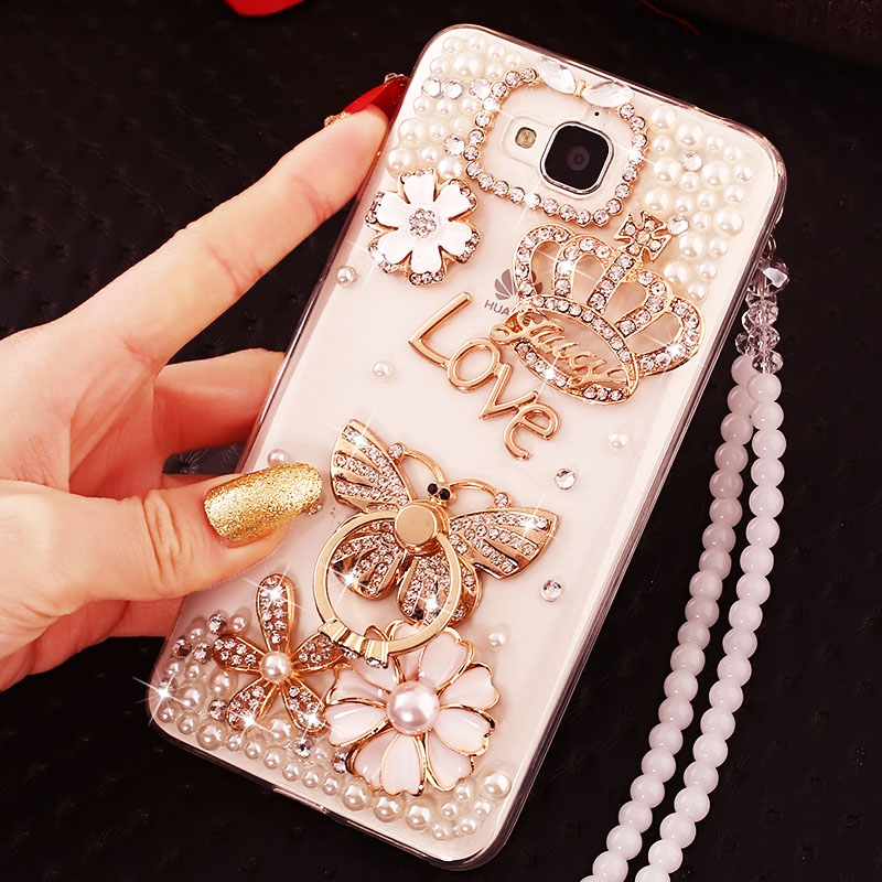 huawei glory 3c mobile phone shell h30t00 protective cover t10/u10 crystal diamond u00 with lanyard l01 transparent soft