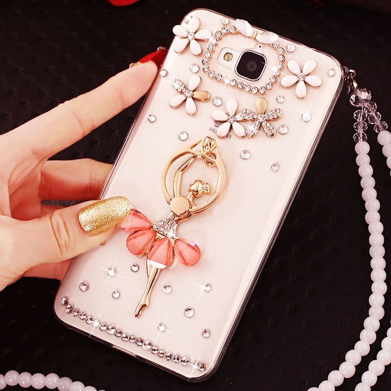 huawei glory 3c mobile phone shell h30t00 protective cover t10/u10 crystal diamond u00 with lanyard l01 transparent soft