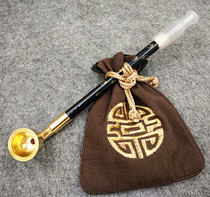 Traditional old-fashioned dry smoke bag pot pot pure copper smoke Rod agate mouth old man dry smoke gun long rod pipe