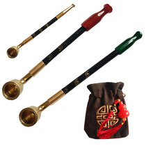 Old-fashioned pipe traditional baggy pot dry cigarette bag handmade dry smoke Rod brass smoke pot agate cigarette holder agate cigarette holder