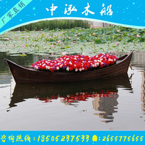 European wooden boat decoration Wooden boat Landscape Wooden boat decoration flower boat Venice Gondola two pointed wooden boat