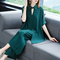 Your wife wide Mrs. Yanqis Aging Suit Easy to cover slim young mom Big code Two sets of summer clothing