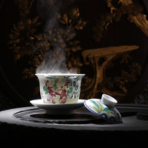 Qing Kangxi hand-painted pastel baby play tea bowl Sancai tea bowl antique porcelain antique porcelain antique antique porcelain collection