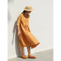 No Good See City High Support High Dense Pure Cotton French Fries Dyeing Italics LOOSE COLLAR Loose Dress Woman Summer (Shu Hutchison)