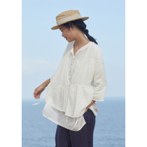 No good see city fine hemp white skinny V-collar sun-protection shirt (the return)