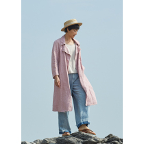 No Good See City Pink Purple Large Capsized with a long special craft linen coat jacket (song of the listening wind)