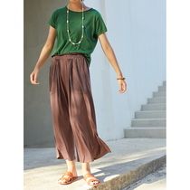 No good to see City sand washed copper ammonia knit tightness waist open slit open wide leg pants loose covety straight drum casual pants woman