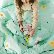More love new four-piece cotton sheets quilt cover bedding girl heart mint micro flower T