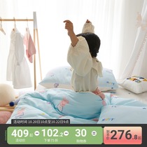 Love Piggy Page A double-layer gauze three-four-piece kit baby cotton bedding star Blue