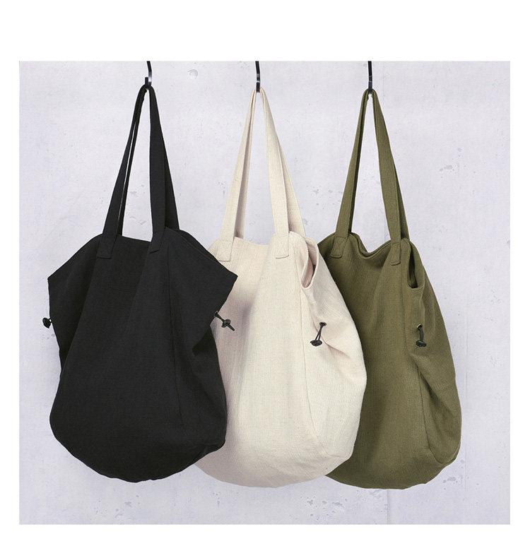澄心女子原创大容量单肩包棉麻布袋包简约大气文艺范帆布手提女包