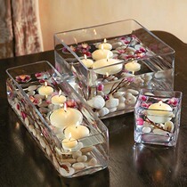 Vase glass flower pot simple Candlestick living room water lily Basin Square fish tank desktop decoration candlelight romantic gift