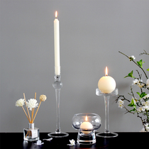 Candle Holder Creative Transparent Glass European Candle Cup Ornaments Romantic Home Birthday Restaurant Dessert Table Decoration