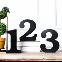 (Langyan) Creative wooden Arabic digital ornaments black and white thick study decorations shooting props