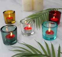Transparent glass small candlestick European style simple home romantic Candlestick home ornaments dining table decoration colored candle Cup
