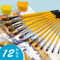 12pcs (Single Double) Oil Painting Acrylic Watercolor Paint Brushes for Wolf Milk Powder