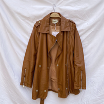 Clearance Curry leather jacket female pu slim long split windbreaker