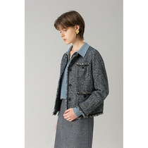 Spot CCHER Italian blue-green plaid tweed box short coat West West and womens XWPB2740 no-fold