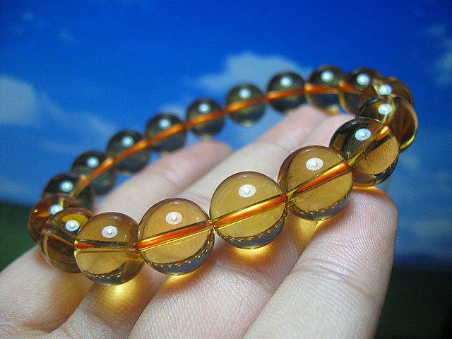 天然11mm黄水晶手链 巴西金桔黄水晶手链