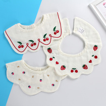 3-pack summer Japanese baby cotton saliva towel newborn baby gauze bib children cartoon embroidery bib
