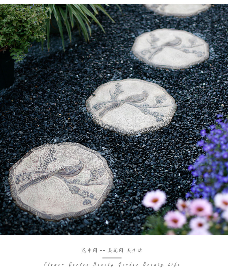 花园汀步石仿古地砖庭院草坪文化青石脚踏板中式日式院子装饰垫脚