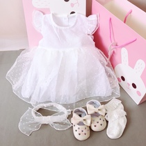 Spring and summer baby gift box Princess lace gauze dress female baby 100 days old photo dress newborn baby gift