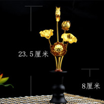 Buddha hall lotus gilt lotus simulation 5 bunches of golden lotus for Buddha lotus pure aluminum vase gold and black ornaments