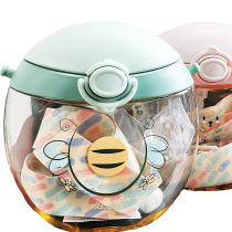 Anerxin baby learning drink cup leak-proof straw cup childrens strap kettle donut water cup baby water cup 330