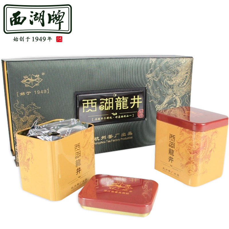 西湖牌明前特级龙井茶叶礼盒装200g 杭州茶厂绿茶 2016新茶产品展示图1