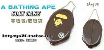 BAPE WALLET A BATHING APE FACE COIN CASE APE COIN PURSE BROKEN SILVER BAG