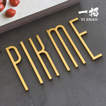 Brass English letter wall metal decoration copper door digital wall sticker wall decoration cement ground flower Nordic