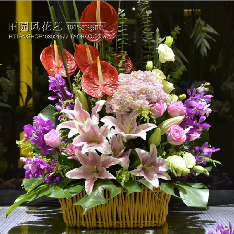 送礼生日女朋友手提花篮南宁江门开业乔迁庆典开张商务花篮鲜花