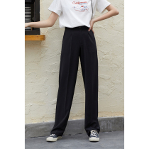  MISAZ evergreen super leg length black small straight mopping pants hanging thin texture trousers summer thin section