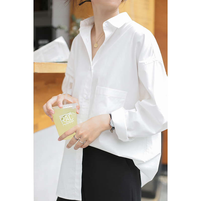 Misaz Homemade Spring Autumn Recessed Styling Full Of White Shirt High Quality Loose Minimalist Base Long Sleeve Shirt Woman