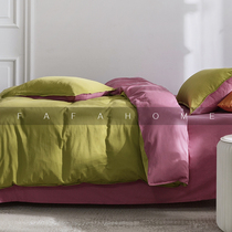 FAFAHOME light luxury simple style Xinjiang long-staple cotton satin washed color matching cotton pure color four-piece set