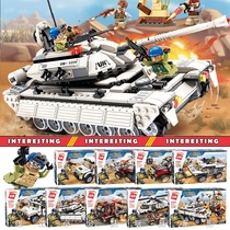 Qman building blocks Thunder Mission military tank Childrens puzzle assembly boy toy Thunder assault battle 3209