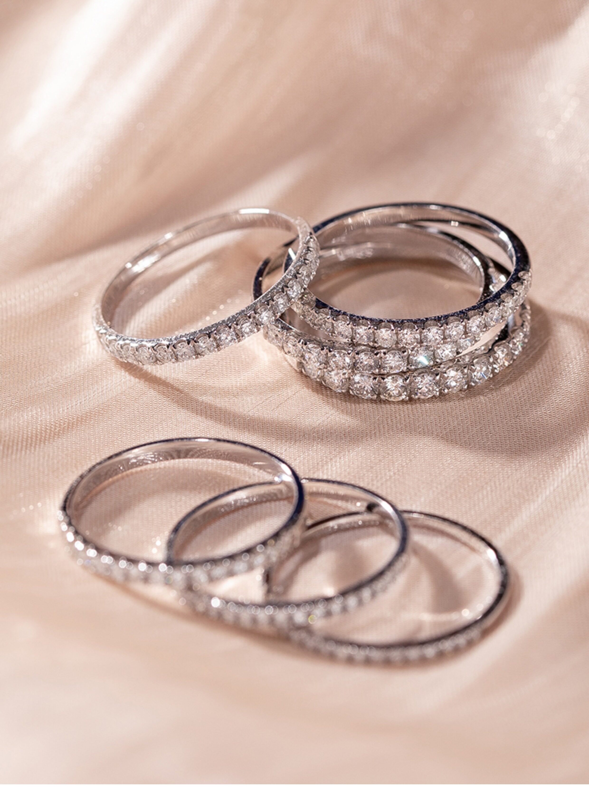 克兰蒂18k白金排钻石戒指女小排戒满钻天然群镶50