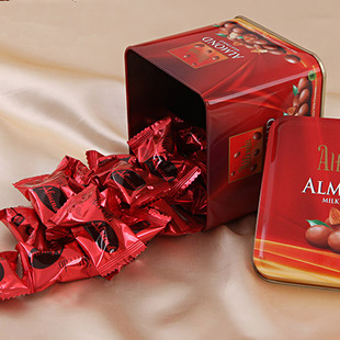 爱芙红色巴旦木牛奶巧克力105g礼盒铁罐 马来西亚原装进口alfredo