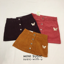 Autumn good goods 2-14 years old minisusic law girl Joker temperament three color corduroy skirt waist skirt