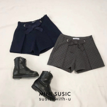 3-14-year-old mini suic girl flocking shorts culottes boots