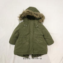 2-14-year-old girl legal military green two-piece set detachable military green Pike cotton-padded clothes