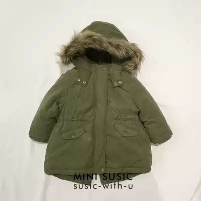 2-14 years old girls French army green two-piece removable army green Parker cotton suit cotton coat