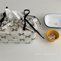 Korean ins ribbon drawstring adjustable tissue bag home decoration kitchen household dustproof fabric tissue box