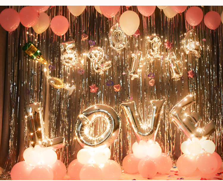 告白气球带灯惊喜发光 求爱浪漫背景墙户外场景布置 房间求婚表白