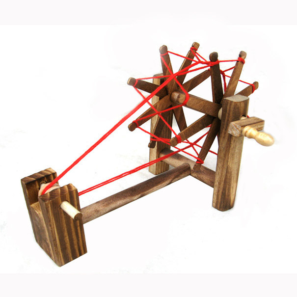 古代仿古农村农家老辈纺线车 木制劳动小农具教学教具 纺车模型