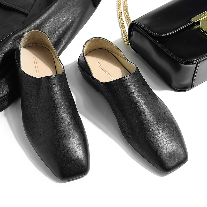 小虫 意大利进口水洗植鞣牛皮 时尚方口 皮鞋te7dx4004_7折现价529元