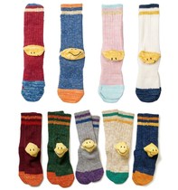 Soda spot KAPITAL men and women classic vintage striped color colorblock cute smiley face high socks