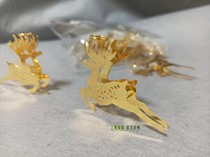Christmas Metal Ornament Small Deer Christmas Tree Hanging Bell Gold