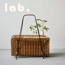 lab Self-operated laboratory Nordic middle-aged furniture vintage rattan magazine rack Floor-to-ceiling simple French retro style