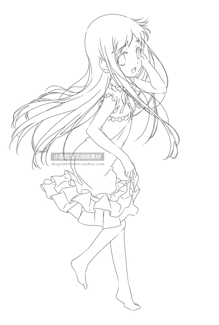 全身动漫手绘卡通人物线稿图cg漫画绘画上色插画集临摹图片素材库