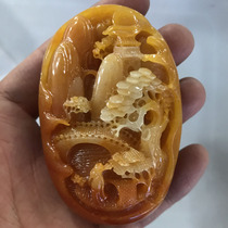 Yunnan imitation Huanglong Yushan water artistic conception handlebar Jade landscape landscape painting toy Yingke Fairy handlebar male